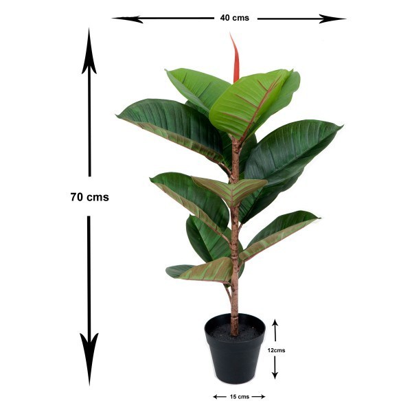 Artificial Real Touch Rubber Tree x 13 leaves 70cm - A1363