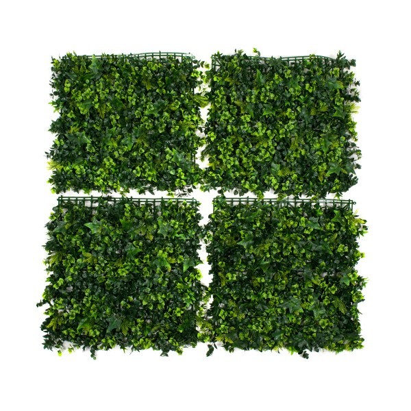 Artificial Green Wall Hedge with Mixed Leaf & Ivy Type Foliage Pack of 4 x 50cm/20in - A1141