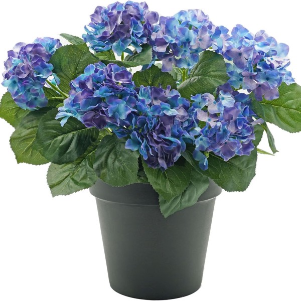 Artificial Blue Hydrangea in Black Pot 50cm/20in - A1354