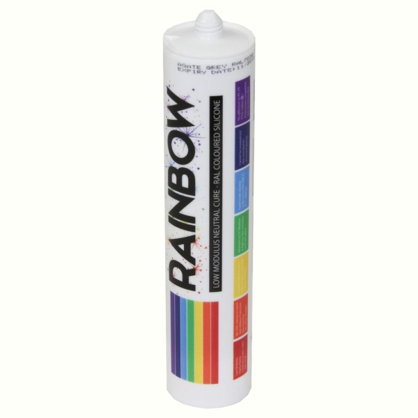 Rainbow RAL 7047 Coloured Silicone Sealant Telegrey 4 | 300ml | Durable & Anti-Mould | For Kitchen, Bathroom, Showers & Other Sanitary Areas | Nozzle Included - GB1525