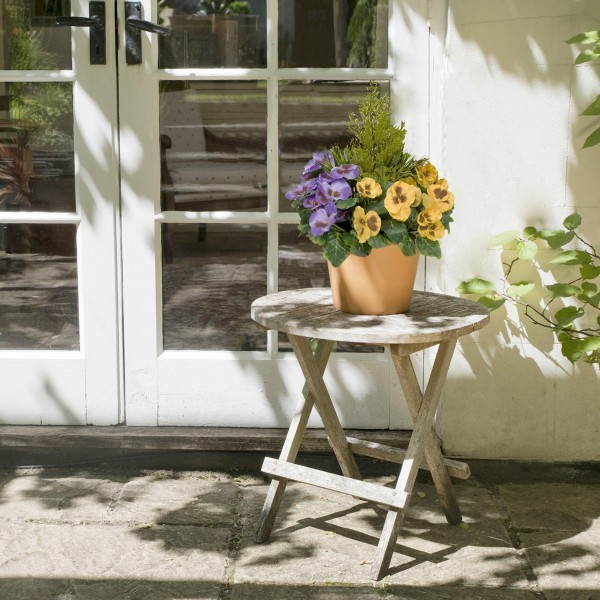 Artificial Purple & Yellow Pansy Terracotta Patio Planter 60cm/24in - A1081