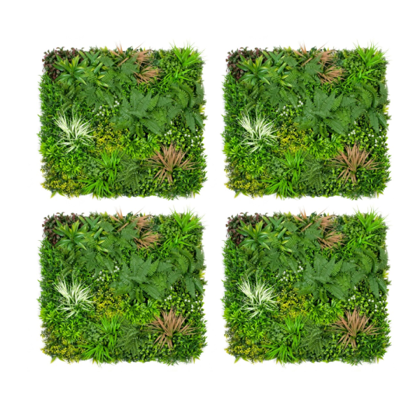 Artificial Premium Green Wall Hedge with Mixed Green and Pastel Pink Leaf Foliage (1m x 1m) - A1145