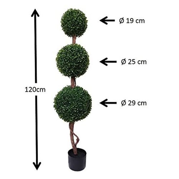 Artificial Triple Ball Boxwood Topiary Trees - 120cm/4ft (Set of 2) - A1006