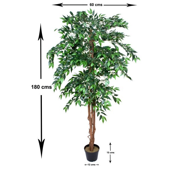 Artificial Ficus Weeping Fig Tree Potted Plant 180cm/6ft - GB1275