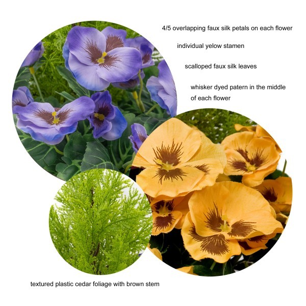 Artificial Purple & Yellow Rattan Patio Planter 60cm/24in (Set of 2) - A1017