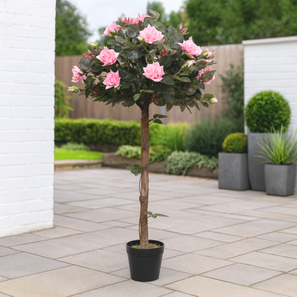 *Clearance* Artificial Pink Rose Tree 30 Flowers 120cm/4ft - A1405C