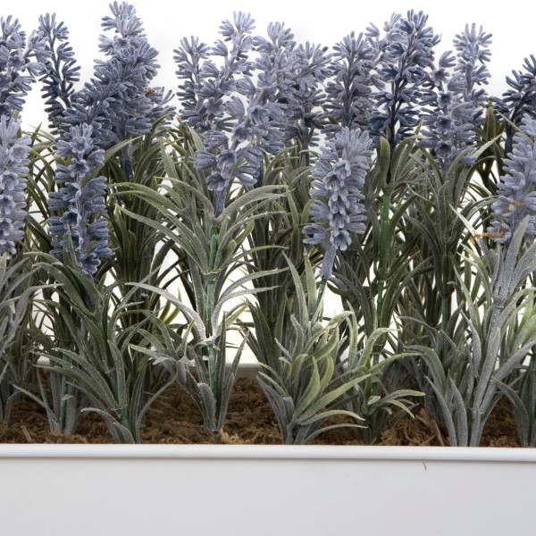 Artificial Lavender Tin White Planter Window Box 30cm/12in - A1027