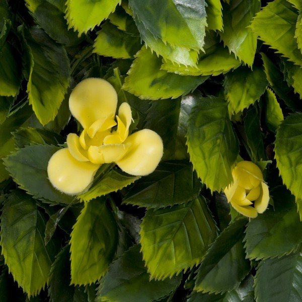 Artificial Expanding Green Wall Willow Trellis Fence with Green Foliage and Yellow Flowers (1m x 2m) - A1261