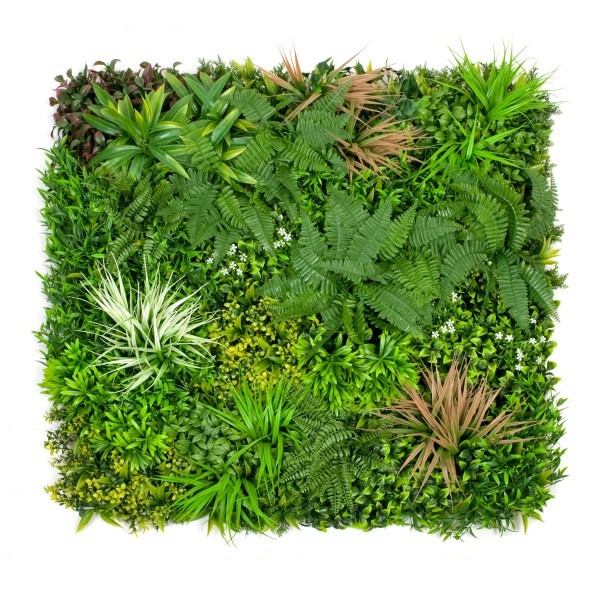 Artificial Premium Green Wall Hedge with Mixed Green and Pastel Pink Leaf Foliage (1m x 1m) - A1145