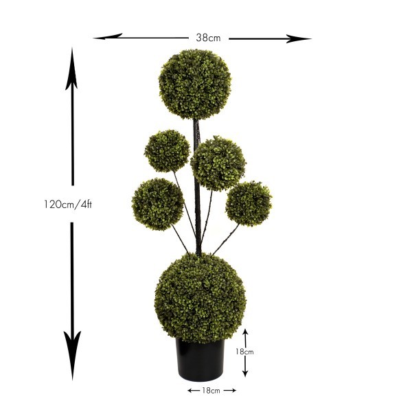 Artificial Six Sphere Boxwood Topiary Tree 4ft/120cm - A1417