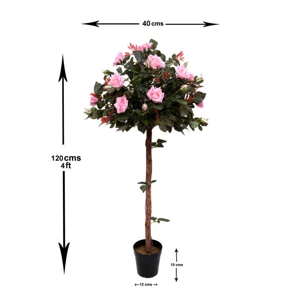 Artificial Pink Rose Tree 30 Flowers 120cm/4ft - A1405