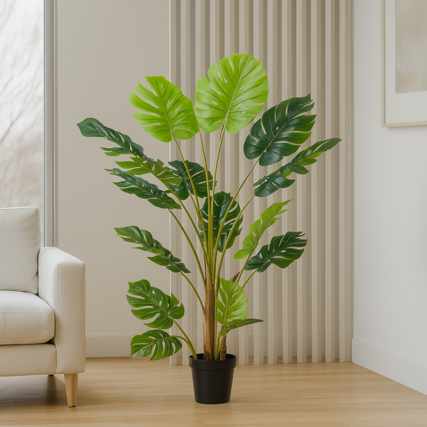 *Clearance* Artificial Tropical Monstera Tree in Black Pot 150cm/60in - A1291C