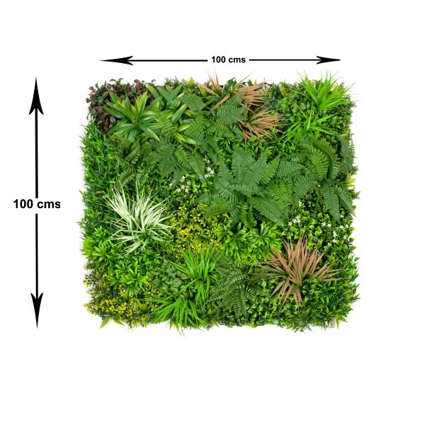 Artificial Premium Green Wall Hedge with Mixed Green and Pastel Pink Leaf Foliage (1m x 1m) - A1145