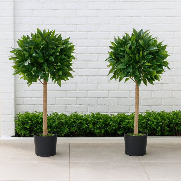 Artificial Bay Trees (Set of 2) With Real Wood Trunk, Natural Leaf and Brown Berries 3ft/90 cm - A1059