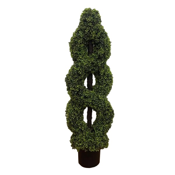 Artificial Double Twist Spiral Boxwood Topiary Tree 4ft/120cm