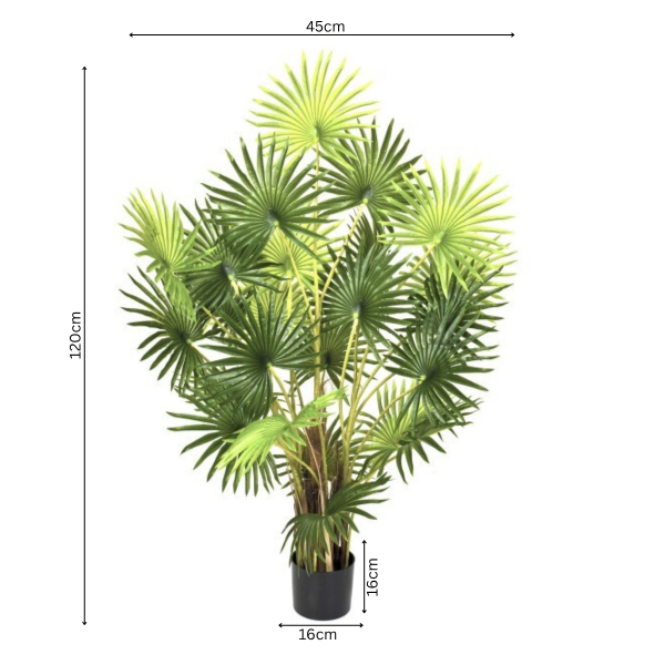 Artificial Fan Finger Palm Tree in Pot 120cm/4ft - A1134