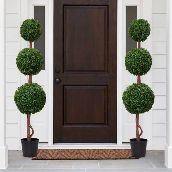 *Clearance* Artificial Triple Ball Boxwood Topiary Trees - 120cm/4ft (Set of 2) - A1006C