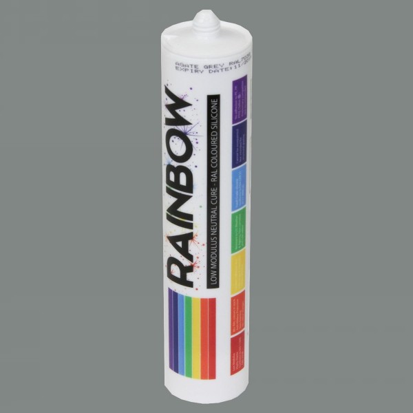 Rainbow RAL 7037 Coloured Silicone Sealant Dusty Grey | 300ml | Durable & Anti-Mould | For Kitchen, Bathroom, Showers & Other Sanitary Areas | Nozzle Included - GB1516 