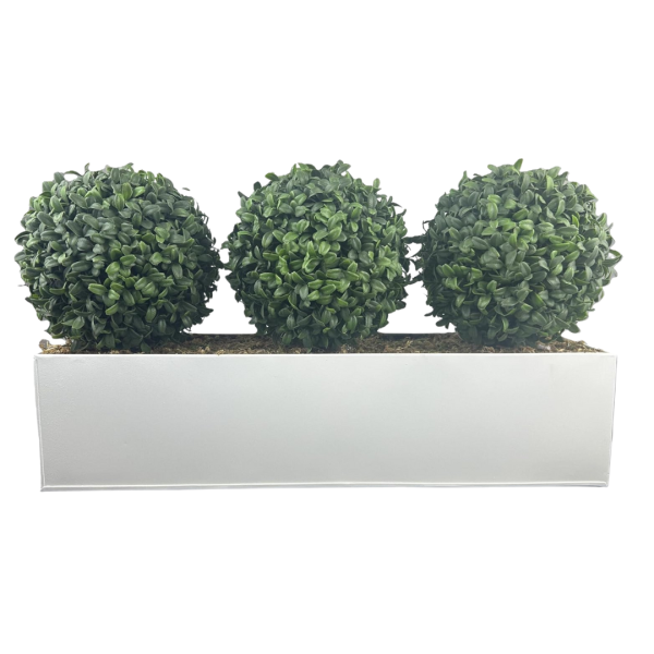 Topiary Ball (54cm) Metal Window Box White, Triple - A1701