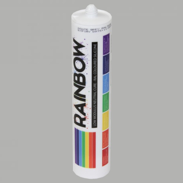 Rainbow RAL 7038 Coloured Silicone Sealant Agate Grey | 300ml | Durable & Anti-Mould | For Kitchen, Bathroom, Showers & Other Sanitary Areas | Nozzle Included - GB1517