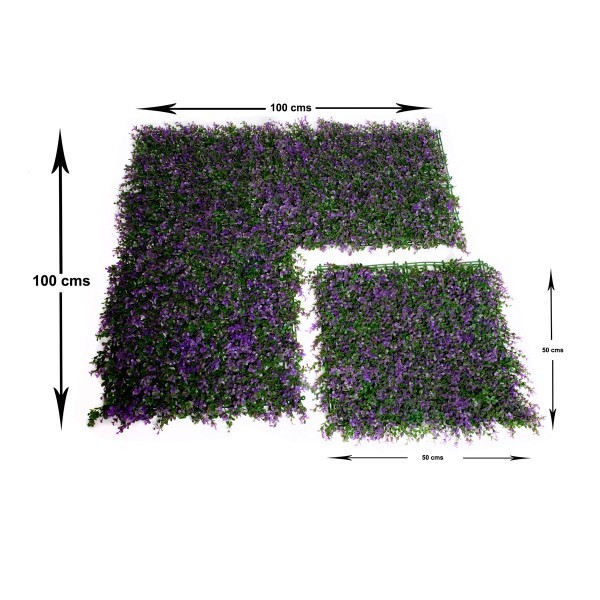 Artificial Green Wall Hedge with Purple Leaf Foliage Pack of 4 x 50cm/20in - A1264