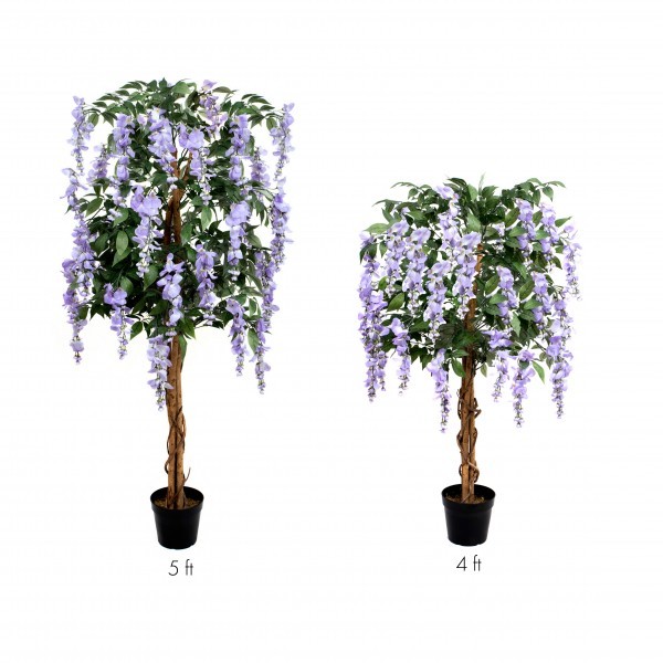 Artificial Lilac Wisteria Tree Potted Plant 5ft/150cm