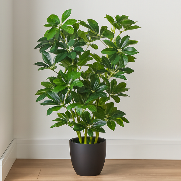 Artificial Schefflera Umbrella Plant in Black Pot 95cm/3ft - A1163