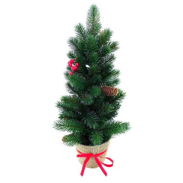 GreenBrokers Mini Artificial Pine Christmas Tree 50cm with LED Lights in Pot D1395