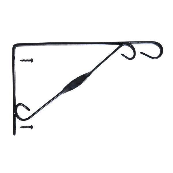 2 x Black Plastic Coated Single Twist Hanging Basket Bracket 12in/30cm - A1407