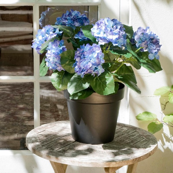 Artificial Blue Hydrangea in Black Pot 50cm/20in - A1354