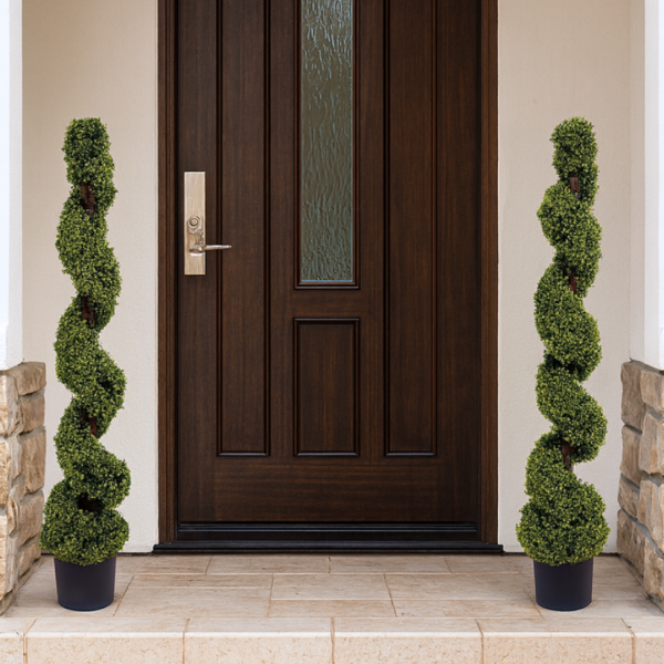  Artificial Spiral Boxwood Topiary Tree 150cm/5ft (Set of 2) - A1180