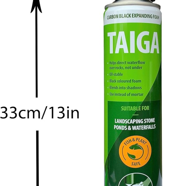 TAIGA Black PU Landscape Pond & Waterfall Foam 750ml - 'Gun-Applied' - GB1422