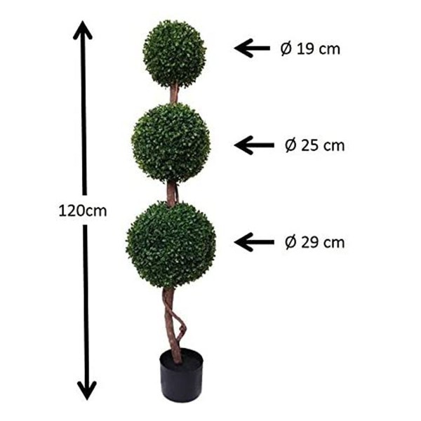 Artificial Triple Ball Boxwood Topiary Trees - 120cm/4ft (Set of 2) - GB1006