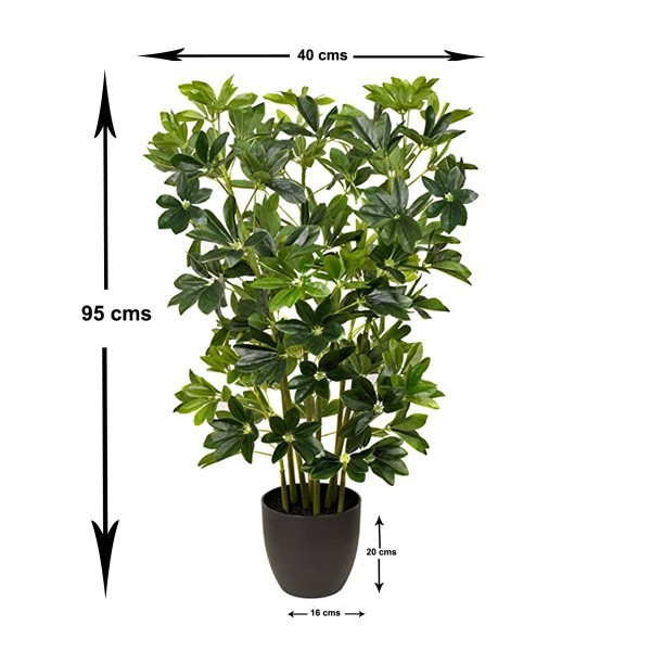 Artificial Schefflera Umbrella Plant in Black Pot 95cm/3ft