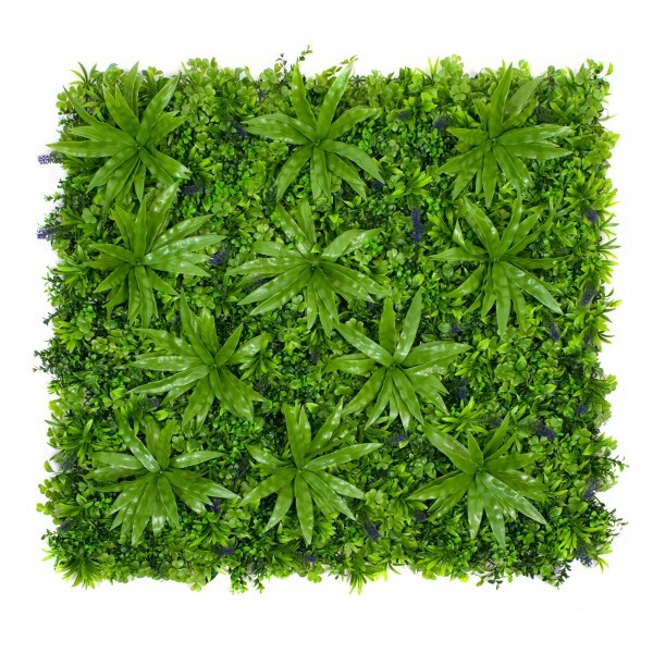 Artificial Premium Green Wall Hedge with Clover Leaf Foliage and Purple Flowers (1m x 1m) - A1144