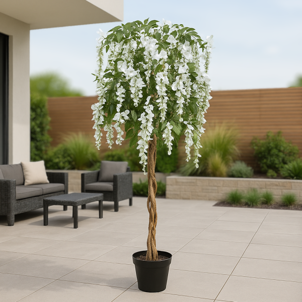 Artificial White Wisteria Tree Potted Plant 150cm/5ft -A1213