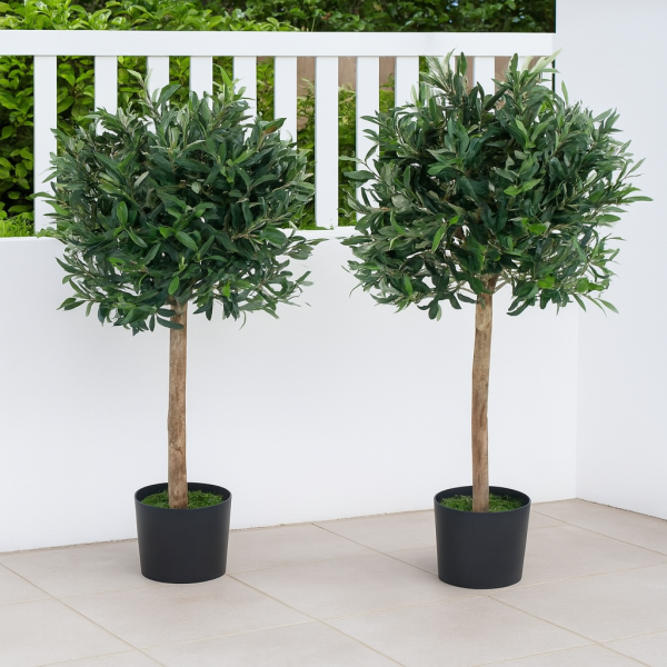  Artificial Olive Trees 90cm/3ft (Set of 2) With A Real Wood Trunk - A1003