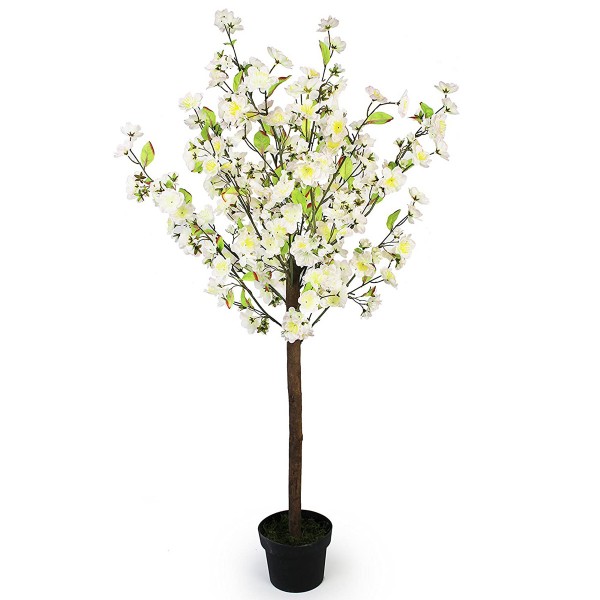 Artificial White Cherry Blossom Tree 120cm/4ft