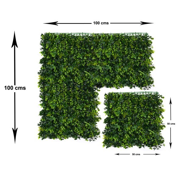 Artificial Green Wall Hedge with Mixed Leaf & Ivy Type Foliage Pack of 4 x 50cm/20in - A1141
