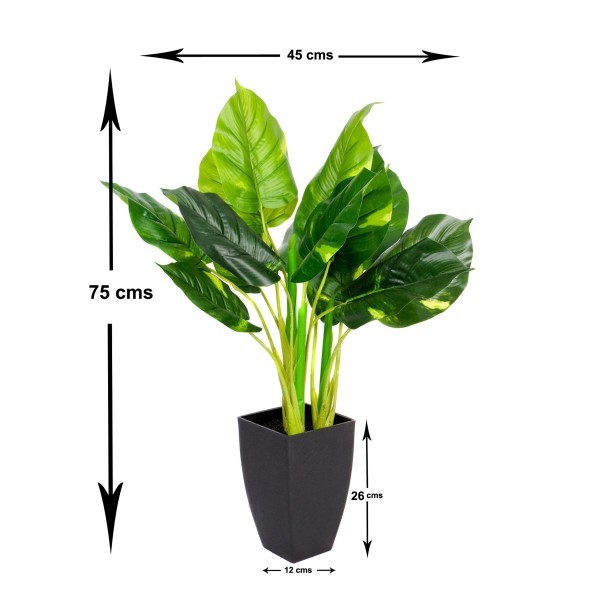 Artificial Real Touch Pothos Plant in Black Pot 75cm/2ft