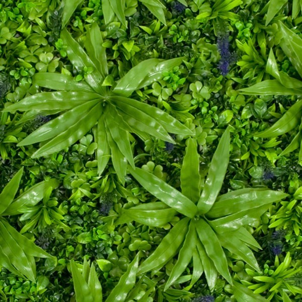 Artificial Premium Green Wall Hedge with Clover Leaf Foliage and Purple Flowers (1m x 1m) - A1144