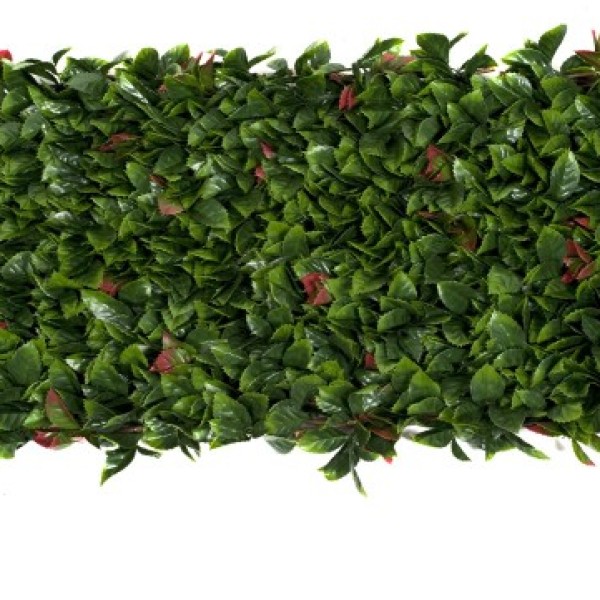 Artificial Expanding Green Wall Willow Trellis Fence with Red and Green Leaf Foliage (1m x 2m) - A1151