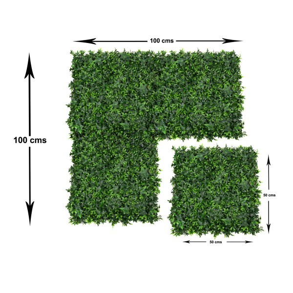 Artificial Green Wall Hedge with Dark Ivy Leaf Foliage Pack of 4 x 50cm/20in - A1139