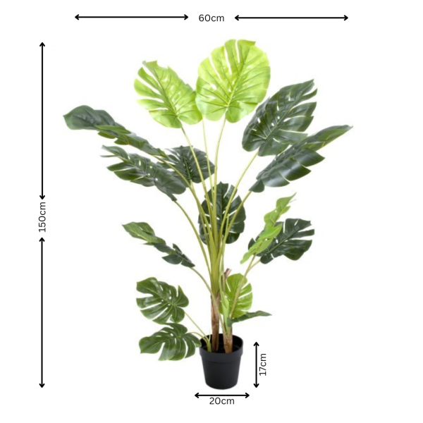 *Clearance* Artificial Tropical Monstera Tree in Black Pot 150cm/60in - A1291C