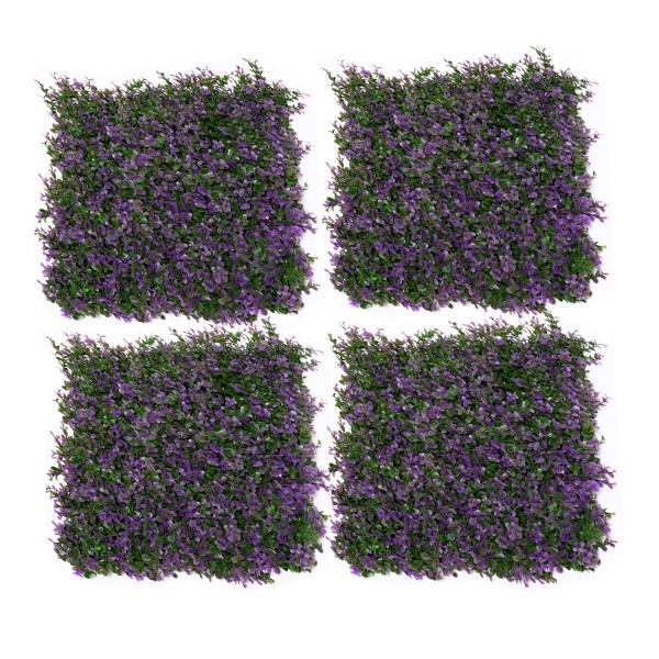 Artificial Green Wall Hedge with Purple Leaf Foliage Pack of 4 x 50cm/20in - A1264