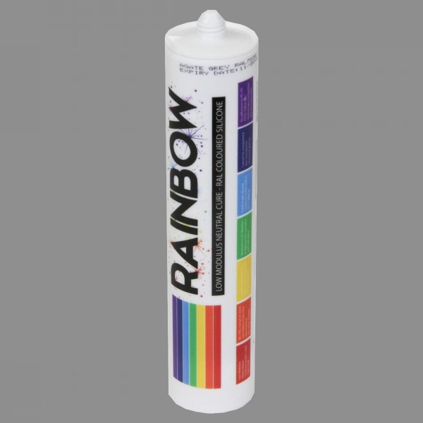 Rainbow RAL 9007 Coloured Silicone Sealant Grey Aluminium | 300ml | Durable & Anti-Mould | For Kitchen, Bathroom, Showers & Other Sanitary Areas | Nozzle Included - GB1536