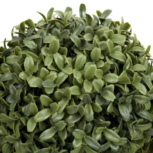 Artificial Topiary Double Ball Aglaia Boxwood in White Slanted Tin Window Box 35cm/14in - A1057