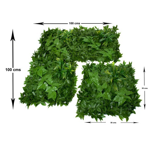 Artificial Green Wall Hedge with Dark Leaf Foliage Flowers Pack of 4 x 50cm/20in - A1270